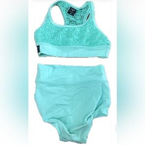 Kandi Kouture Dancewear
Mint green lace crop top and matching brief